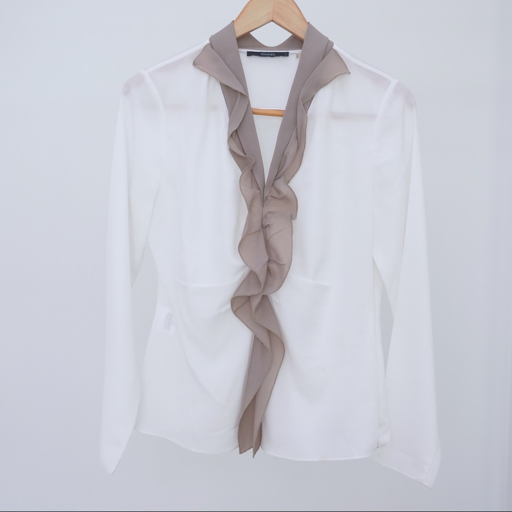 Tahari Ivory Silk Top Size S